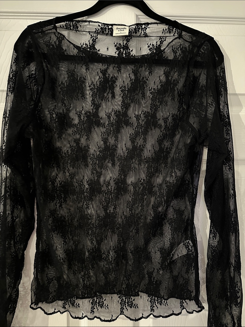 Abercrombie & Fitch Black Sheer Lace Long-Sleeve Top - Picture 5 of 5